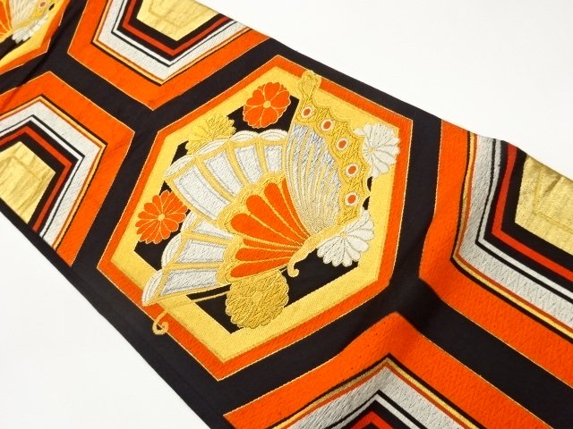 JAPANESE KIMONO / FUKURO OBI / WOVEN BUTTERFLY & FLOWERS